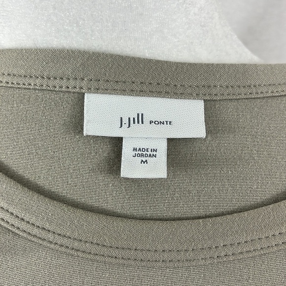 J. Jill Ponte Knit Sterling Taupe Lace Tunic Top Womens Size Medium - Picture 10 of 12